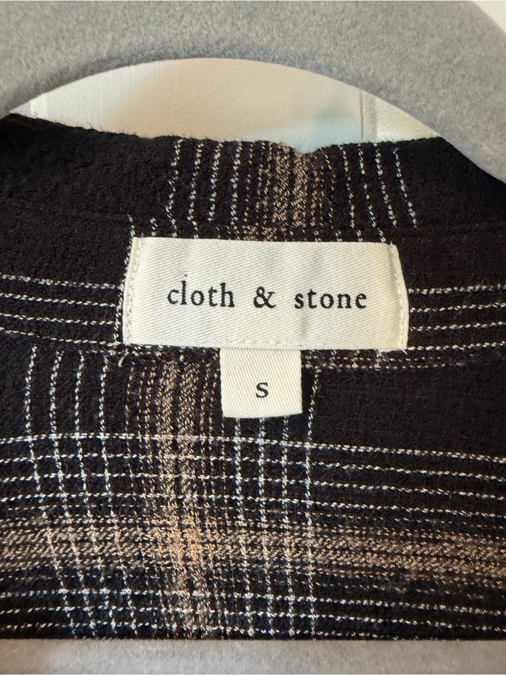 Cloth & Stone Plaid Midi Shirt Dress Black Tan Oversized Boho Minimalist Small - Picture 5 of 8